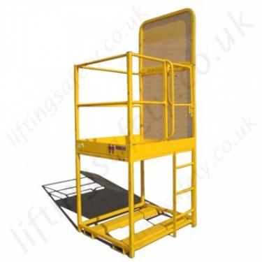 Fork Truck Mounted Raised Platform Access Basket 500 To 1000mm Lift 3 Gate Options 1 Or 2 Person Options Liftingsafety