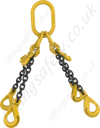 Grade 8 4-Leg Chain Sling with Grab Hooks and Self Locking Hooks