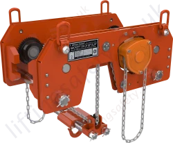  William Hackett Ultra-Low Headroom Chain Hoist and Geared Travel Trolley 