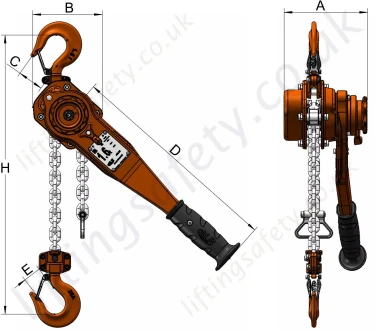L6 Lever Hoist Technical Drawing