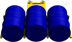 3 Drum Forklift Tines With Drums Loaded