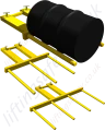 Fork mounted drum tines with 1, 2 and 3 drum options for lifting and moving drums in the horizontal position. 360kg to 1080kg lifting capacity.