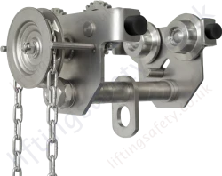 Hadef 18/25 H VA Stainless Steel Geared Travel Beam Trolley