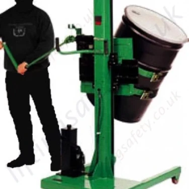 Trolley Truck Mounted "Roto-Lift" Manually Manoeuvred Floor Operated Drum Rotator. Overall height up to 2286mm - 360kg Capacity