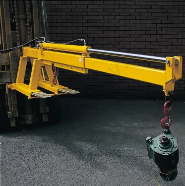 Forklift Truck Tine Mounted Hydraulic Ram Operated Telescopic Extender Jib Attachment