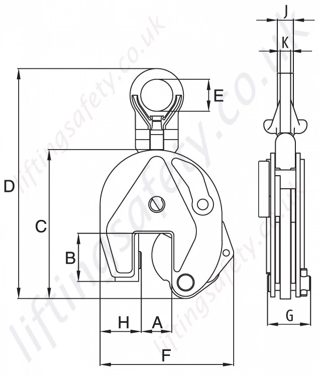 Crosby Ip10u   Ipu10j Clamp Dimensions